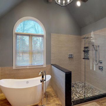 Master Bathroom with Vaulted Ceiling