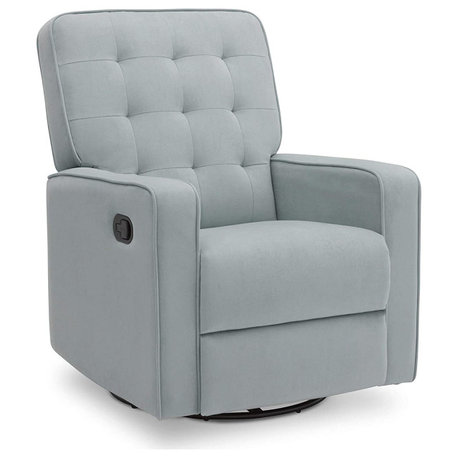 Modern Recliner Glider, Mist Upholstered Seat With Elegant Tufted Backrest