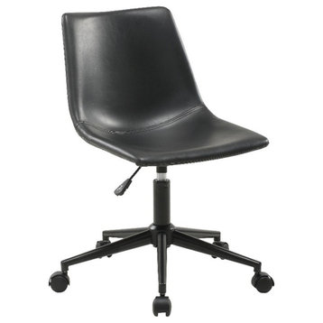 Plata Import Leary Task Chair in Black Faux Leather