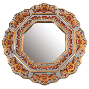 Novica Handmade Colonial Star Reverse-Painted Glass Wall Mirror
