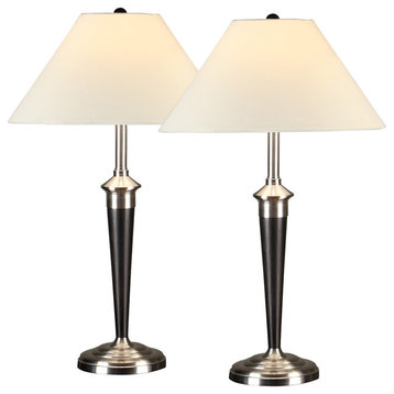 Classic Cordinates Espresso and Brushed Steel Table Lamps, Set of 2