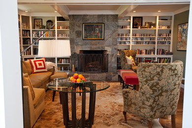 Example of a trendy family room design in Boston