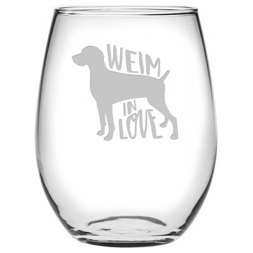 "Weim in Love" Stemless Wine Glasses, Set of 4