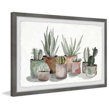 "Pastel Succulent Vases" Framed Painting Print
