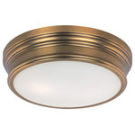 Maxim Lighting International - Fairmont 2-Light Flush Mount, Natural Aged Brass - Shed some light on your next family gathering with the Fairmont Flush Mount. This 2-light flush-mount fixture is beautifully finished in natural aged brass with glass shades and will match almost any existing decor. Hang the Fairmont Flush Mount over your dining table for a classic look, or in your entryway to welcome guests to your home.
