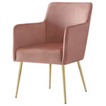 Inspired Home - Fergo Dining Chair, Set of 2, Blush Velvet, Arm Chair, Leg: Gold - Our trendy dining chairs in set of 2 add stylish intrigue to your dining room and kitchen area. These beautifully upholstered dining chairs create a warm, inviting seating option with a unique style that will add an aura of sophistication to your dining room with its alluring comfort and luxurious style. Choose from a wide variety of available color choices and pattern options to complement your existing color palette.FEATURES: