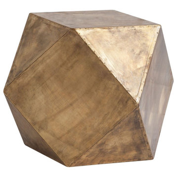 Exagoni 26" x 18.5" Hexagonal Brass Plated Hexagonal End/Side Table, 18"x18"