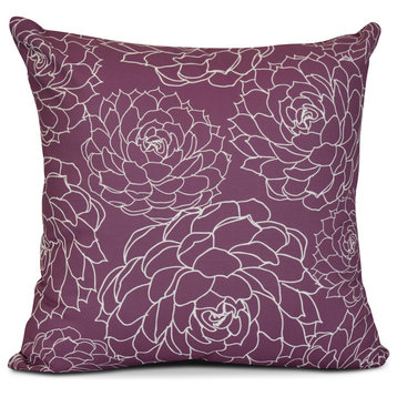 20x20", Olena, Floral Print Pillow, Purple