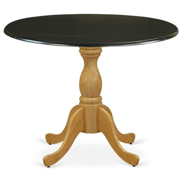 DST-BOK-TP - Dining Table - Black Table Top and Oak Pedestal Leg Finish