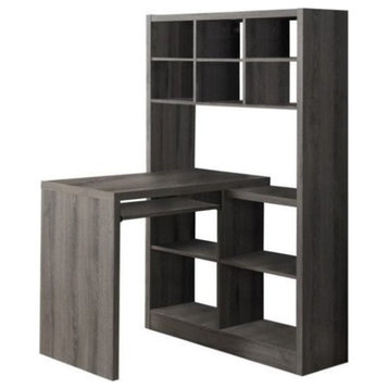Bowery Hill Modern Wood Computer Desk with Bookcase in Dark Taupe Gray