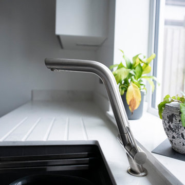 The stylish Franke tap is streamlined and minimal