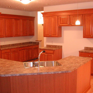 Large Kitchen with Wood Stained Cabinets