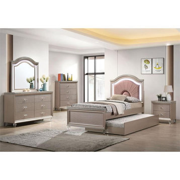 Furniture of America Devado Contemporary Wood Full Bed with LED in Rose Gold