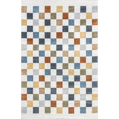 Nuloom Naya Checkered Washable Rug, Multicolor 7' 10" x 10'