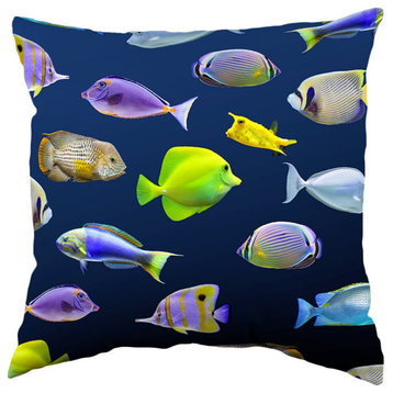 Tropical Fish Double Sided Pillow, 16"x16"
