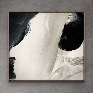 60" modern black and white abstract artwork Original Large Modern Painting
