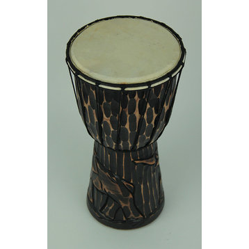 15 Inch Tall Hand Carved Elephant Djembe Drum