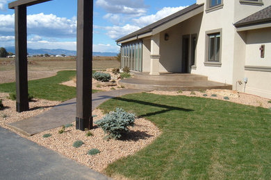 Photo of a transitional front yard garden in Denver with concrete pavers.