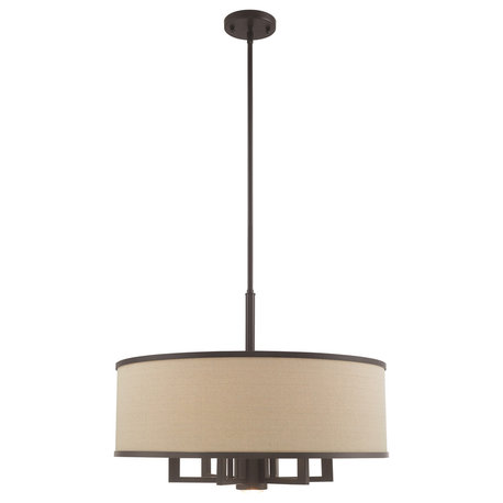 Livex Lighting 6 + 1 Light Pendant Chandelier, Bronze