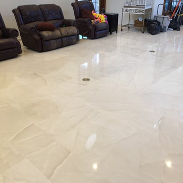 Limestone floor beautifully polished