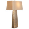 Ravi Gold One Light Table Lamp with Rectangular Taupe Sheer Shade