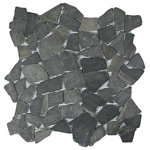 CNK Tile - Grey Mosaic Tile - Each pebble is carefully selected and hand-sorted according to color, size and shape in order to ensure the highest quality pebble tile available. The stones are attached to a sturdy mesh backing using non-toxic, environmentally safe glue. Because of the unique pattern in which our tile is created they fit together seamlessly when installed so you can't tell where one tile ends and the next begins!