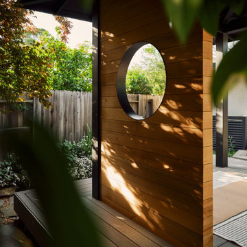 Western Red Cedar Wall with Custom Moon Window