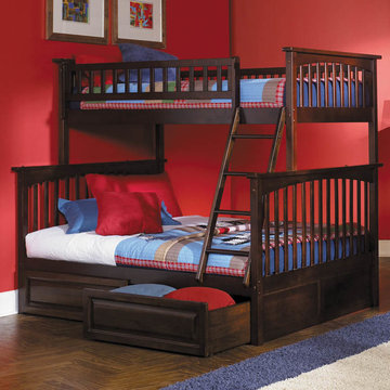 Columbia Twin over Full Bunk Bed | Drawers | Antique Walnut