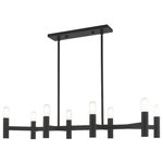 Livex Lighting - Livex Lighting 51138-04 Copenhagen - Eight Light Linear Chandelier - Exposed bulb sockets are fixed over black to creatCopenhagen Eight Lig Black *UL Approved: YES Energy Star Qualified: n/a ADA Certified: n/a  *Number of Lights: Lamp: 8-*Wattage:60w Medium Base bulb(s) *Bulb Included:No *Bulb Type:Medium Base *Finish Type:Black