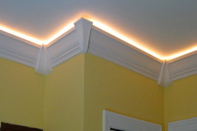 Easy dropped ceiling with accent lighting.