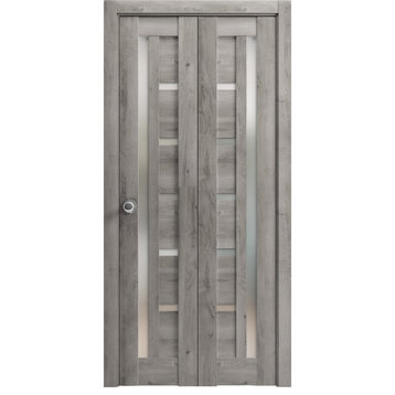 Sliding  Bi-fold Doors 48 x 80 | Quadro 4088 Nebraska Grey & Frosted Glass
