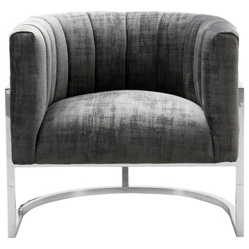 Magnolia Slub Grey Chair with Silver Base - Grey