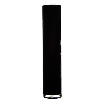 Centerpiece Tall Black Glass Cylinder Vase, Height-26", Diameter-6"