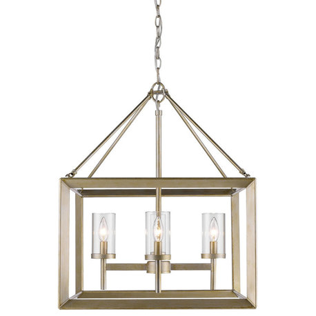 Smyth Mini Chandelier, Gunmetal Bronze, White Gold, Clear Glass