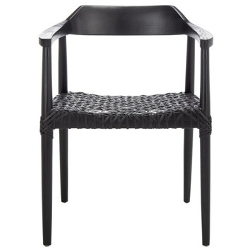 Safavieh Munro Leather Woven Accent Chair, Black