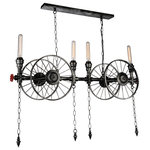 CWI Lighting - Rio 4 Light Up Chandelier With Gray Finish - Greet guests to your place with this oversized Rio 4 Light Chandelier and take them back to the time when technology changed the way we live. This industrial up chandelier in grey displays tube-shaped bulbs in contrast with circular wheel-like accents on the frame. Inspired by a wagon, this light fixture will make a dramatic statement piece in a high-ceiling space.  Feel confident with your purchase and rest assured. This fixture comes with a one year warranty against manufacturers defects to give you peace of mind that your product will be in perfect condition.