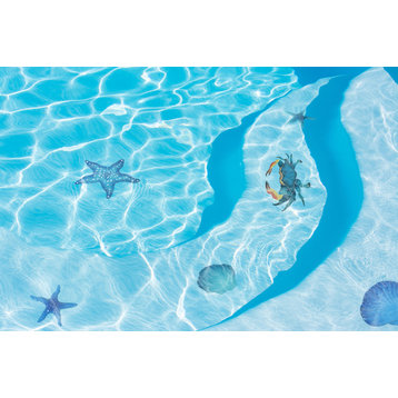 Mini Seashell Ceramic Swimming Pool Mosaic, Light Blue