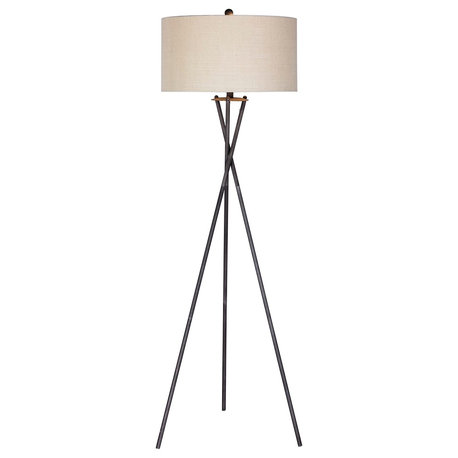 Tripod Rust Black Metal Floor Lamp, 64"