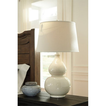 Ashley Furniture Saffi Ceramic Table Lamp in Cream