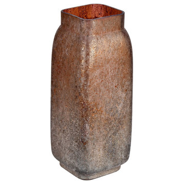 Vickerman 13" Desert Sand Square Glass Vase