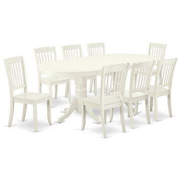 East West Furniture Vancouver 9-piece Wood Dining Room Table Set in White