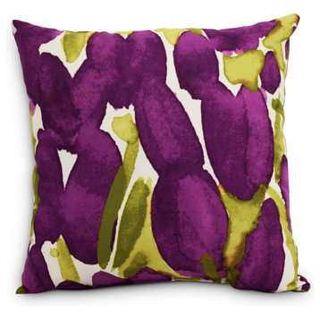Sunset Tulip Floral Decorative Outdoor Pillow, Purple, 16"