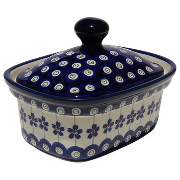 Polish Pottery Butter Tub, Pattern Number: 166a