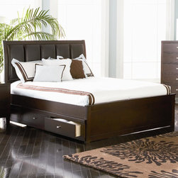 Coaster Lorretta Cappuccino Queen Contemporary Platform Storage Bed - Panel Beds