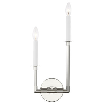 Bayview Double Right Sconce, Polished Nickel