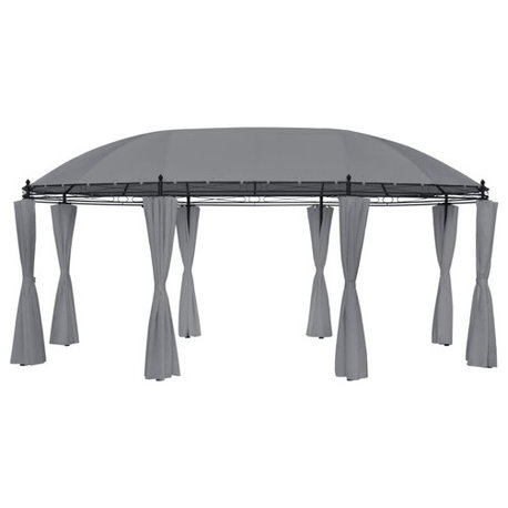 vidaXL Gazebo Canopy Tent Patio Pavilion Sunshade with Curtains Anthracite