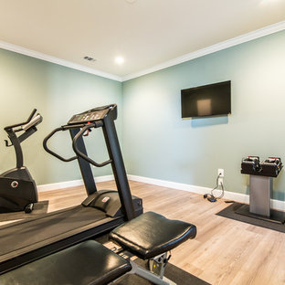 75 Beautiful Home Gym With Blue Walls Pictures & Ideas - September