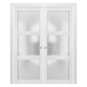 Planum 2102 Interior Double Door White Silk With Glass