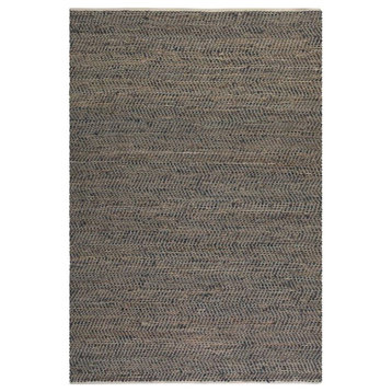 Uttermost Tobais 108x144" Coastal Recycled Leather and Hemp Rug in Brown