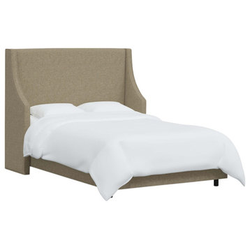 Fully Upholstered Wingback Bed, Zuma Linen, Queen